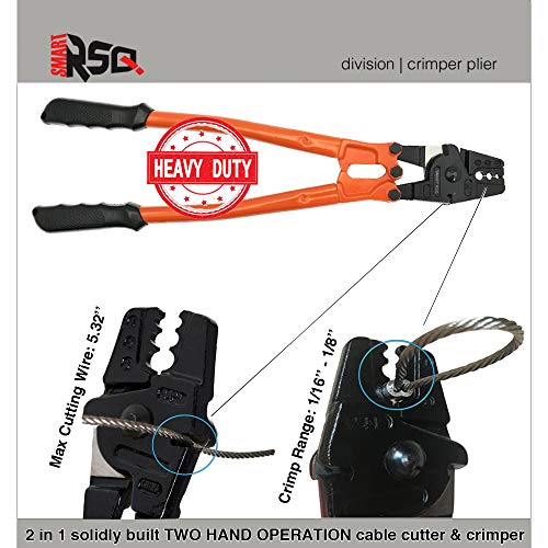 14" Cable Crimping Tool (Swaging Tool) for Stainless Steel, Copper & Aluminum Sleeves | Ferrule Crimping Tool (Swage Tool) for Aircraft Cable - Thumbnail 6