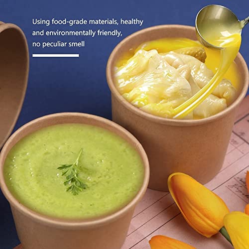 Image of 8 oz 25 pack Paper Soup Cups with Lids, Paper Ice Cream Cups