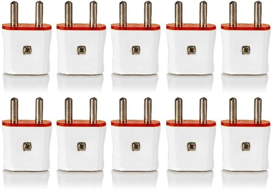 Hi-Plasst 2 pin plug top 6 amp (10 Pieces)|| two pin plug for Fan Table,Mixers,Electric Choppers,Lights,LEDs,Air Coolers,etc