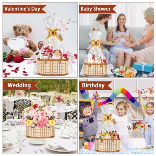 Image of Dreamtop 3 Set Baskets for Gifts Empty, Woven Bamboo Gift Basket Empty Large with Handles, Sturdy Gift Basket Kit Empty to Fill for Christmas Birthday Baby Shower Wedding Gift