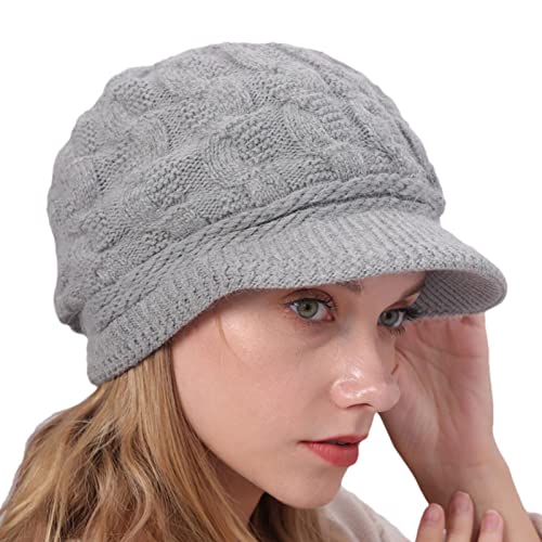 Chapéus femininos de inverno com aba - chapéus de lã despojados de malha - Boina de lã de coelho que