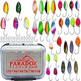 Paradox Fishing Forellen Spoon Set 33 Spoons mit Snaps 1,2g/1,5g/1,6g/2g/2,5g/3,5g Forellenköder Forellen Spoons Forellenteig Forellen Angeln - Spoons Forelle
