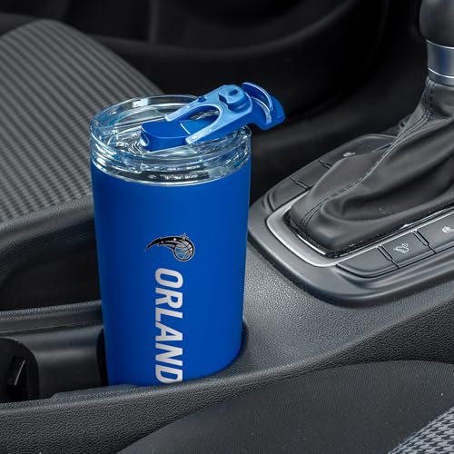 Image of Rico Industries NBA Basketball Orlando Magic Royal Blue 24oz Stainless Steel Tumbler with Lid and Dual Functioning Lid