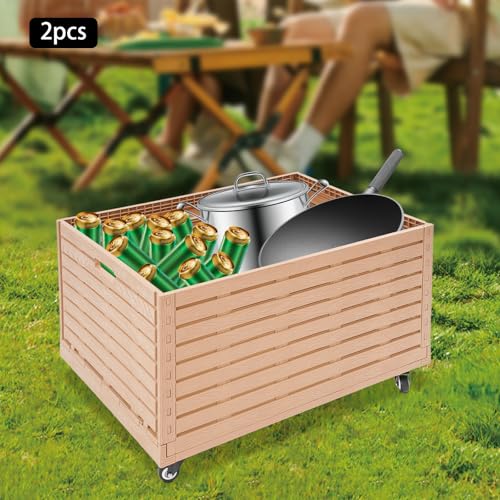 Contenedor plegable con ruedas, resistente, capacidad 440 lbs, 2 piezas miniatura 3