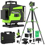 Vincona Kreuzlinienlaser Grün, Laser Wasserwaage mit Stativ 4 x 360 °, Nivellierlaser Selbstnivellierenden 16 Lin ...