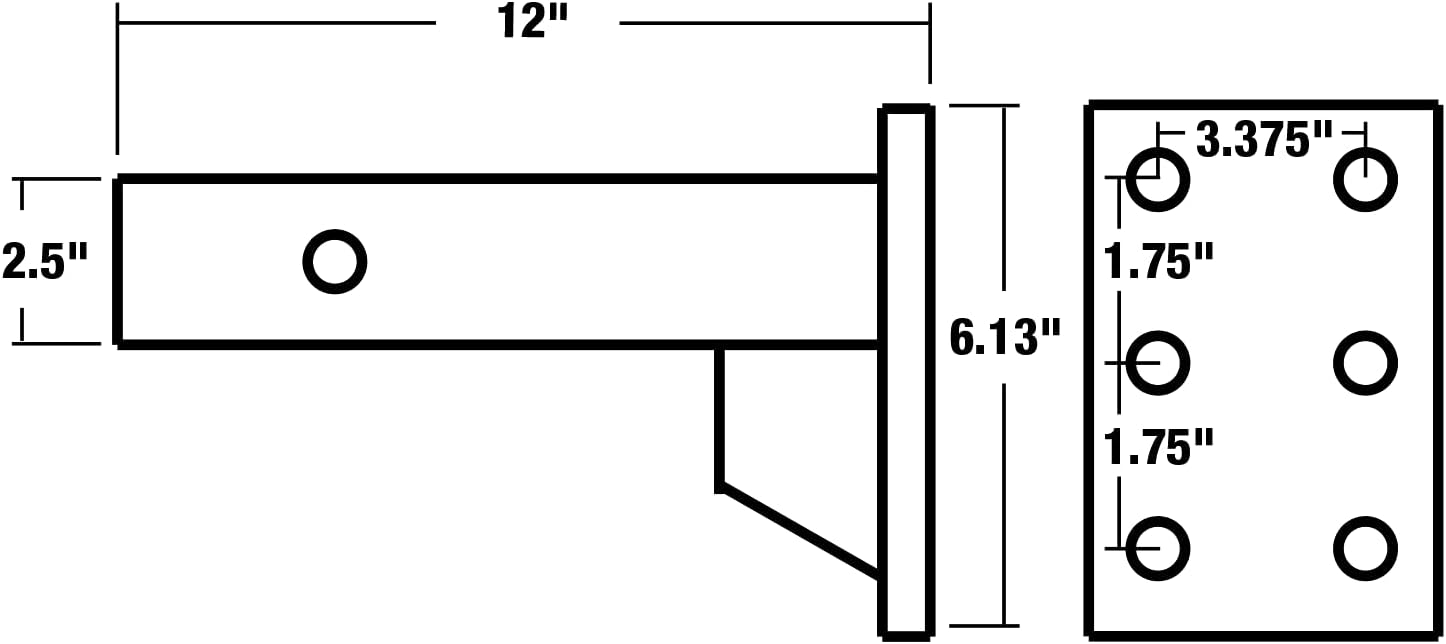 Buyers Products PM25612 Pintle Hook Mount, 2 Position Adjustable Trailer Hitch Receiver for 2-1/2 Inch Trucks, 16,000 lb MGTW, Heavy-Duty Tow Hitch, 3,000 MVL Rated