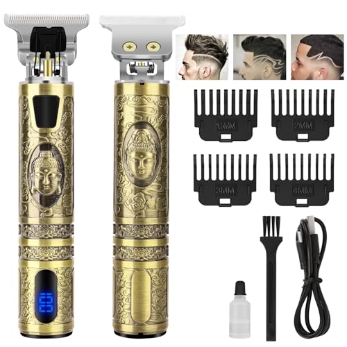 Chilymes - Cortacésped para hombre, con pantalla de potencia, recortadora inalámbrica recargable, 3 guías (1,2,3 mm)