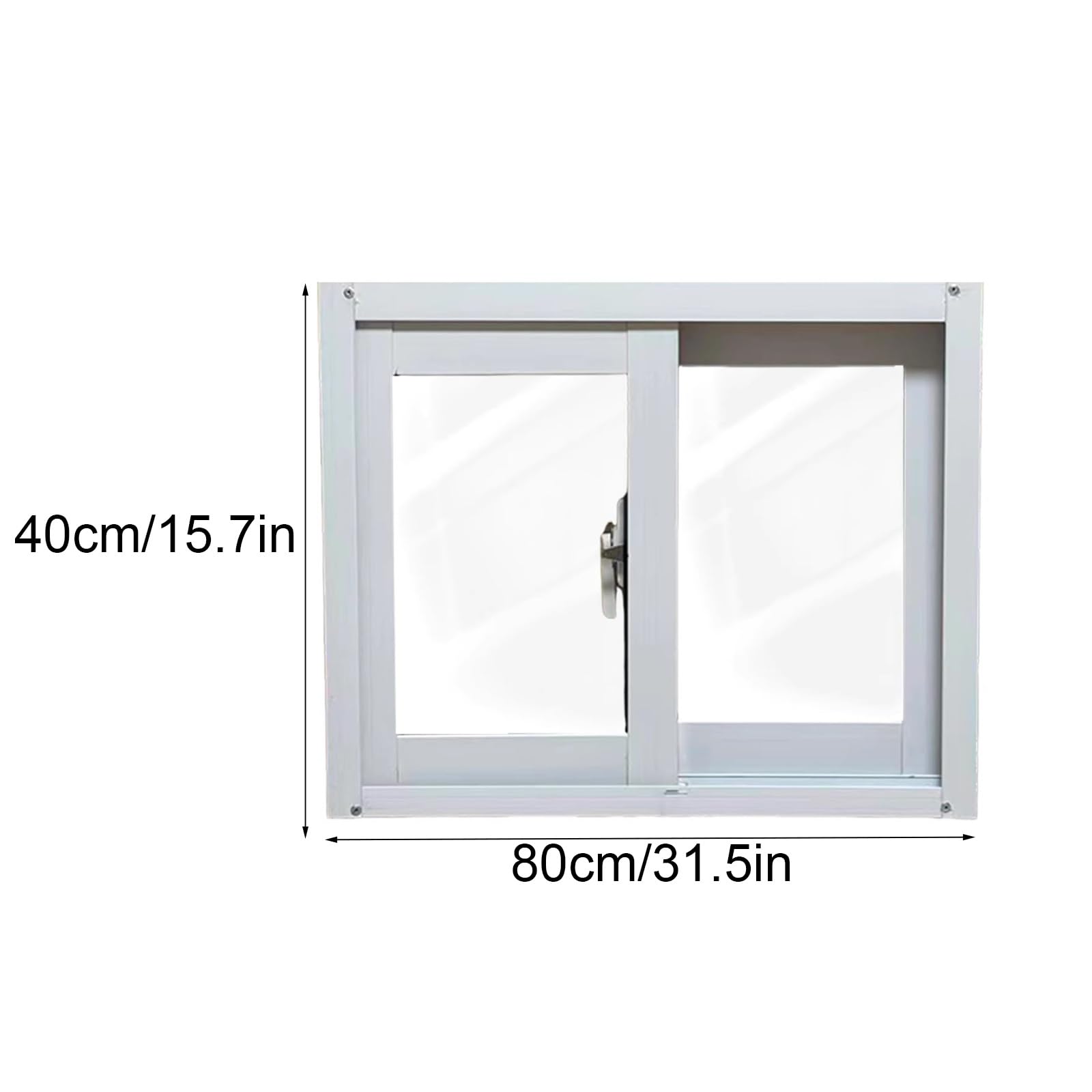 Kellerfenster mit Sicherheitsglas und Insektenschutzgitter, Schiebefenster aus Aluminiumlegierung für Keller, Haus, Garage, Bad, Hühnerstall, Wohnmobil(40x80cm/15.7x31.5in)