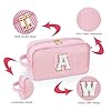 YOOLIFE Christmas Gifts for Women Teen Girls Kids Stocking Stuffers - Initial Makeup Bag Cosmetic Bag Toiletry Pouch, Personalized Birthday Gifts for Women Girls Mom Daughter Sister Friends, Pink M #5
