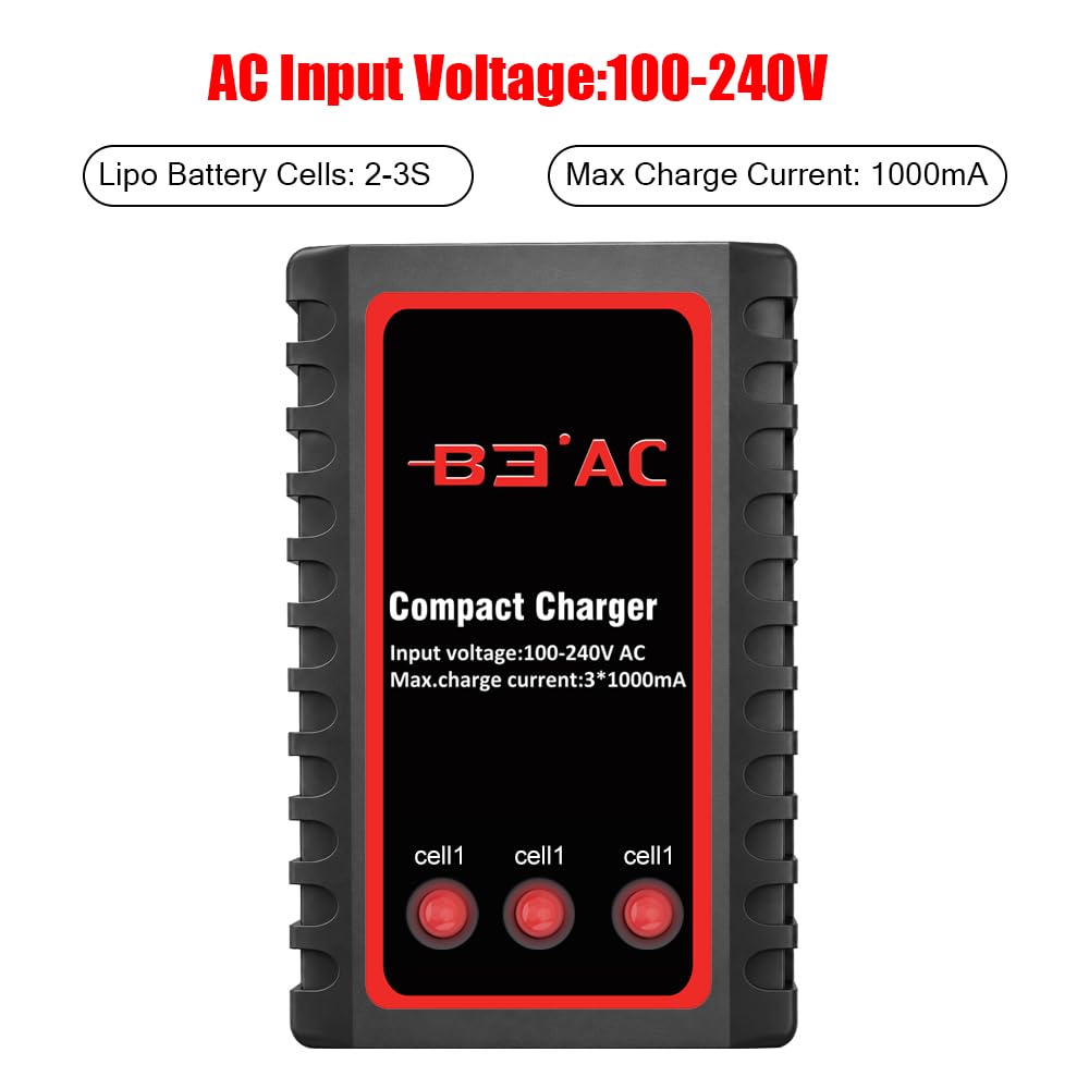 Haisito Caricabatterie Lipo per Pacco Batteria 2S 3S (7,4 V, 11,1 V), Compatto Caricabatterie Rapido Bilanciamento Batteria Caricabatterie (100-240 V) per RC Quadcopter Drone Car Boat