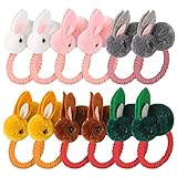 12 Pcs Easter Bunny Hair Ties Scrunchies Stuffed Rabbit Cute Animal Ties Elastics Ropes Cartoon Hair Rings Rubber Band Ponytail Holders Accessories for Girls Teen Kids