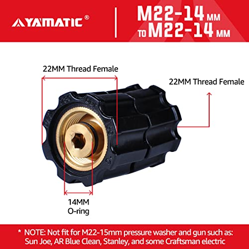 Yamatic Pressure Washer Adapter Stabilizer For Hose, Pump, And Gun, M22-14Mm Female X M22-14Mm Female,4000 Psi/280 Bar #TOP2