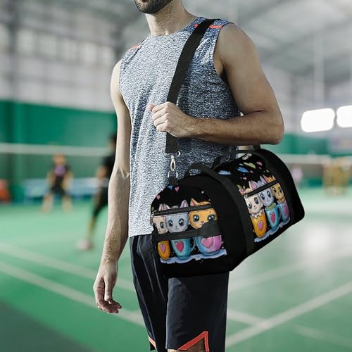 Teacup Cat Sports Gym Bag Travel Duffel Bag Weekender Bag Yoga Bag for Men Women 6