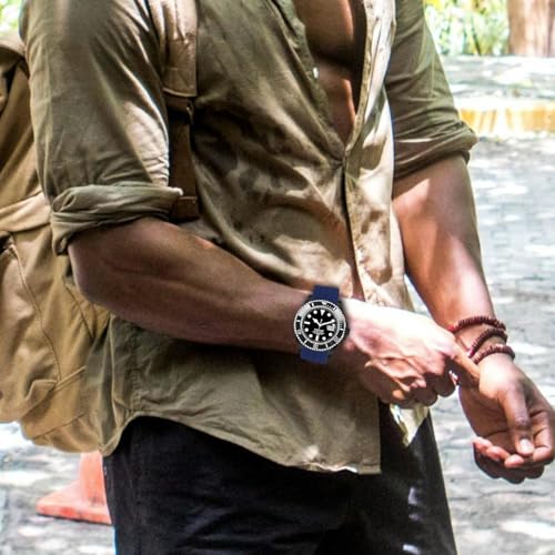 Image of Juntan 18mm 20mm 21mm 22mm Curved End Rubber Watch Band, Tapered Silicone Curved Replacement Watch Strap for Men Women with Metal Classic Diving Buckle