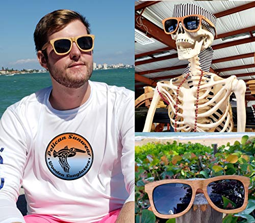 Image of Wood Sunglasses | Polarized | Vintage Wooden Frame | 100% UVA /UVB Protection | Bamboo Case | Men Women