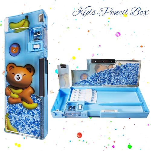 Image of ZAFCO Plastic Pencil Box For Kids Cartoontheme Compass For Boys Geometry For School Going Children Stationaries Organizer Birthday Return Gift School Supplies (Pack Of 1), Blue