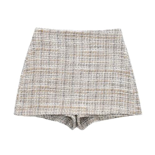 Women Double Breasted Plaid Tweed Blazer Coat Vintage Long Sleeve Flap Pockets Outerwear3