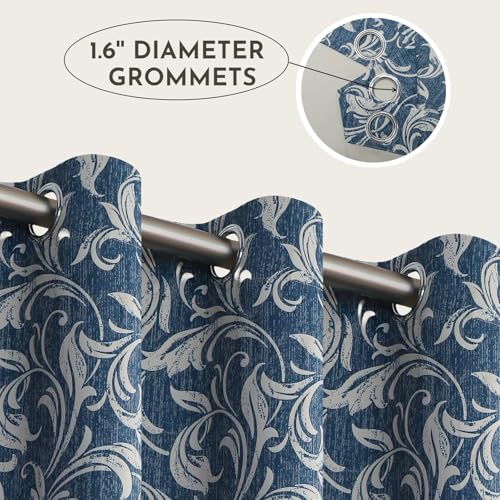 Image of 80% Blackout Curtains for Bedroom, Blue Window Drapes 102 Inch Length for Living Room, Thermal Insulated Grommet Curtains, 2 Panels