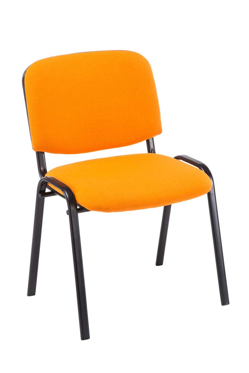 CLP Set 4 Sedie Ufficio Visitatore Ken Imbottite in Stoffa I Sedie Attese Impilabili E Imbottite I Carico Max 120 kg, Colore:Arancione