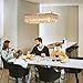 7PM Rectangle K9 Crystal Chandelier Modern Rectangular Pendant Light Fixture for Dining Room Kitchen Island Chrome L40 x W10 x H10