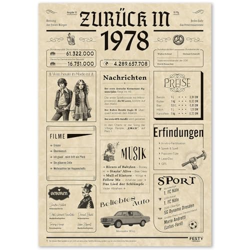 FestySpark Geschenke zum 48 Geburtstag Frau - Schöne Geburtstagskarte 48 Frau und Mann - Geburtstagsgeschenk für Männer 48 - Geburtstagsdekoration 48 Geburtstag Männer und Frauen - Karte 1978