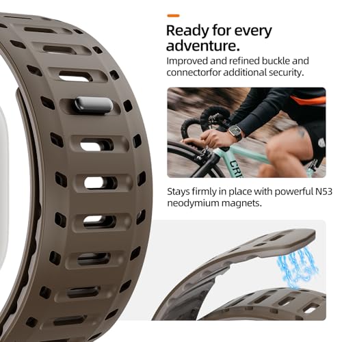 Image of X-it Magnetic Watch Band for Apple Watch Ultra 49mm, 46mm /45mm /44mm, Silicone Sport Strap with Strong Magnet for Men and Women, Compatible with Apple Watch Series 11 /10 /9 /8 /7 /6 /5 /4 /3 /2 /1 and SE