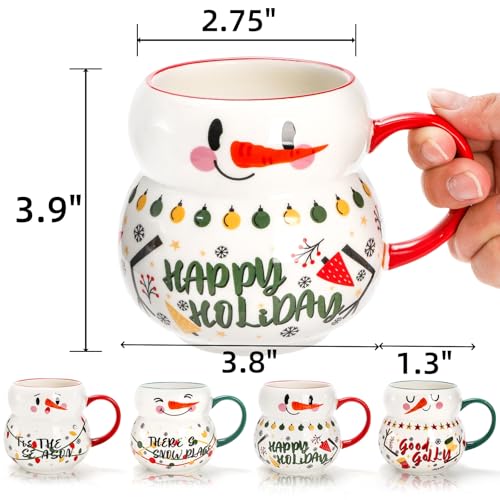 4-Pack-Christmas-Mugs-Set-15oz-Ceramic-Snowman-Coffee-Cup-Stackable-Holiday-Xmas-Tea-Mug-for-Hot-Cocoa-Cold-Water-Milk-Housewarming-Gift-Farmhouse-Decor-Dishwasher-Microwave-Safe4-Styles 4 Pack Christmas Mugs Set 15oz Ceramic Snowman Coffee Cup Stackable Holiday Xmas Tea Mug for Hot Cocoa Cold Water Milk Housewarming Gift Farmhouse Decor Dishwasher Microwave Safe4 Styles