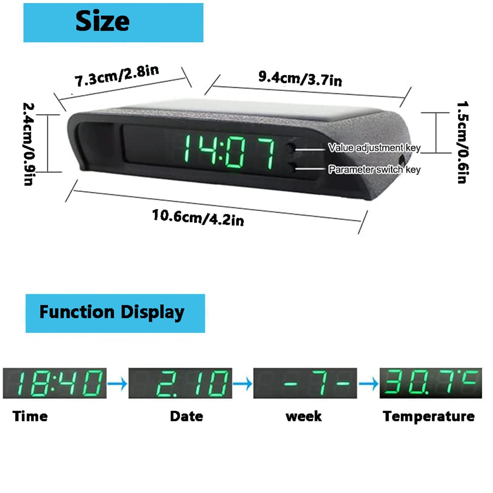 Orologio LCD per auto alimentato a energia solare - Display della temperatura sul cruscotto dell'auto