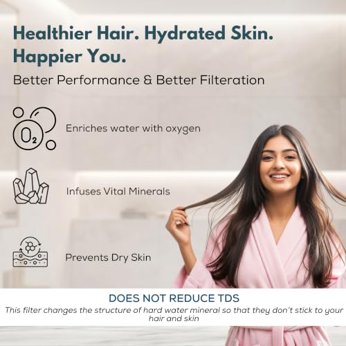 Image of Life Harbor Hand Shower Filter for Hard Water | 15 Stage Purifier | Shower Head Water Softener for Hair Fall, Dry Skin | 2X Active Filtration Media (Hand Shower: 15 Stage + Mineral Balls)
