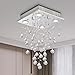 Bestier Chrome Modern Crystal Square Raindrop Chandelier Lighting Flush Mount LED Ceiling Light Fixture Pendant Lamp for Dining Room Bathroom Bedroom Livingroom 4 GU10 Bulbs Required 12