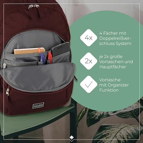 Travelite Handgepäck Rucksack, Laptop Rucksack 15,6 Zoll, BASICS, Daypack, Tagesrucksack mit vielen Fächern, 45 cm, 22 Liter