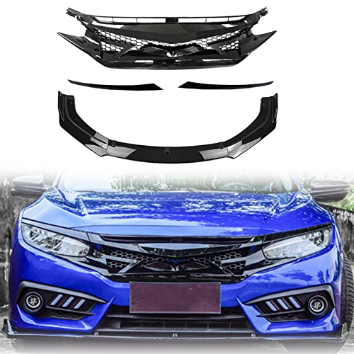 Grille supérieure avant en maille et lèvre de pare-chocs Civic 2016-2018 Premium