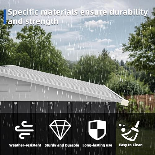 Image of JY QAQA 6x4 FT Metal Outdoor Garden Storage Shed, Waterproof Metal Garden Sheds with Window and Lockable Double Door, Weather Resistant Steel Tool Storage House Shed for Garden,Patio,Lawn