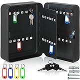 Monzana Schlüsselkasten für 48 Haken inkl. 48 beschreibbaren Schlüsselanhänger Schlüsselbox abschließbar Stahl Key Box