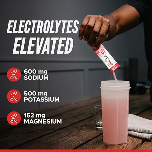 Image of FITAID Hydrate Clean Electrolyte Mix, Zero Sugar, Balanced Electrolyte Ratios: 600mg Sodium, 500mg Potassium, 125mg Magnesium, Watermelon Wave, for Exercise & Active Hydration, 14 Sticks