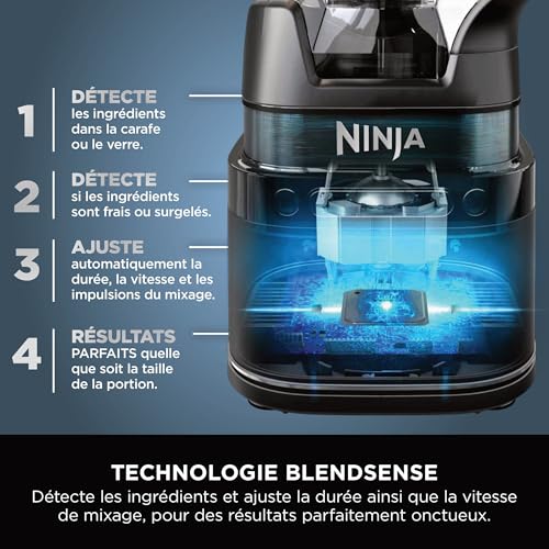 Ninja Detect Power Blender Processor Pro 3-en-1, mixeur 1200W, bol à mélanger, lame malaxeur, 3 gobelets individuels, récipient, pétrir, mixer, hacher et mélanger, stone or, TB401EUSTGD – Image 6
