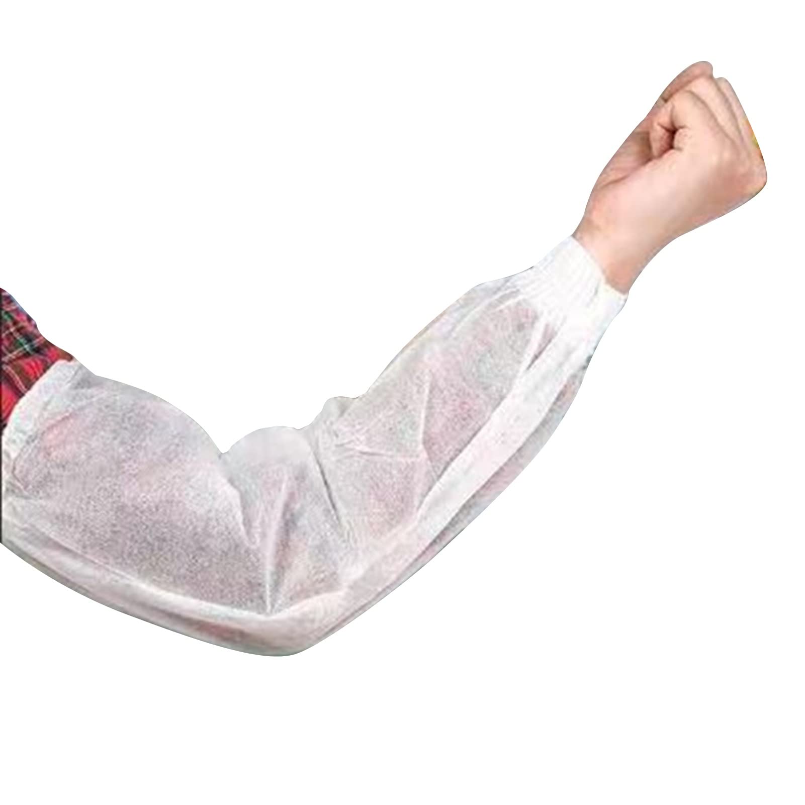 Manga Protectora Desechable Manguitos Desechables Cubre Brazos 100 Uds, Manguitos Flexibles y Transpirables con Banda Elástica, Funda Protectora de Limpieza, Altamente Hidrofóbico ( Color : White )