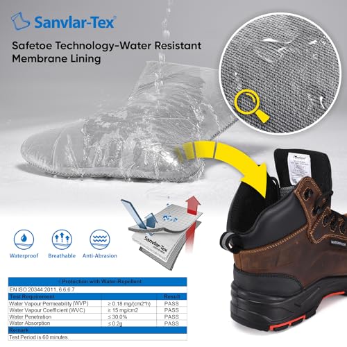 SAFETOE Safety Boots for Men Composite Toe Work Boots Lightweight Cow Leather Puncture Proof Slip On Work Boots Wide Fit2