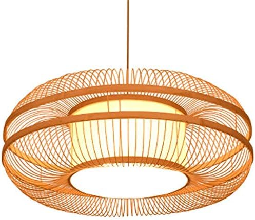 OSCCAR Japanse stijl bamboe kroonluchter handgemaakte bamboe geweven decoratieve lamp Chinese stijl eettafel kroonluchter ontwerp lamp Creatieve restaurant plafondlamp E27 60cm (Size : 60cm)