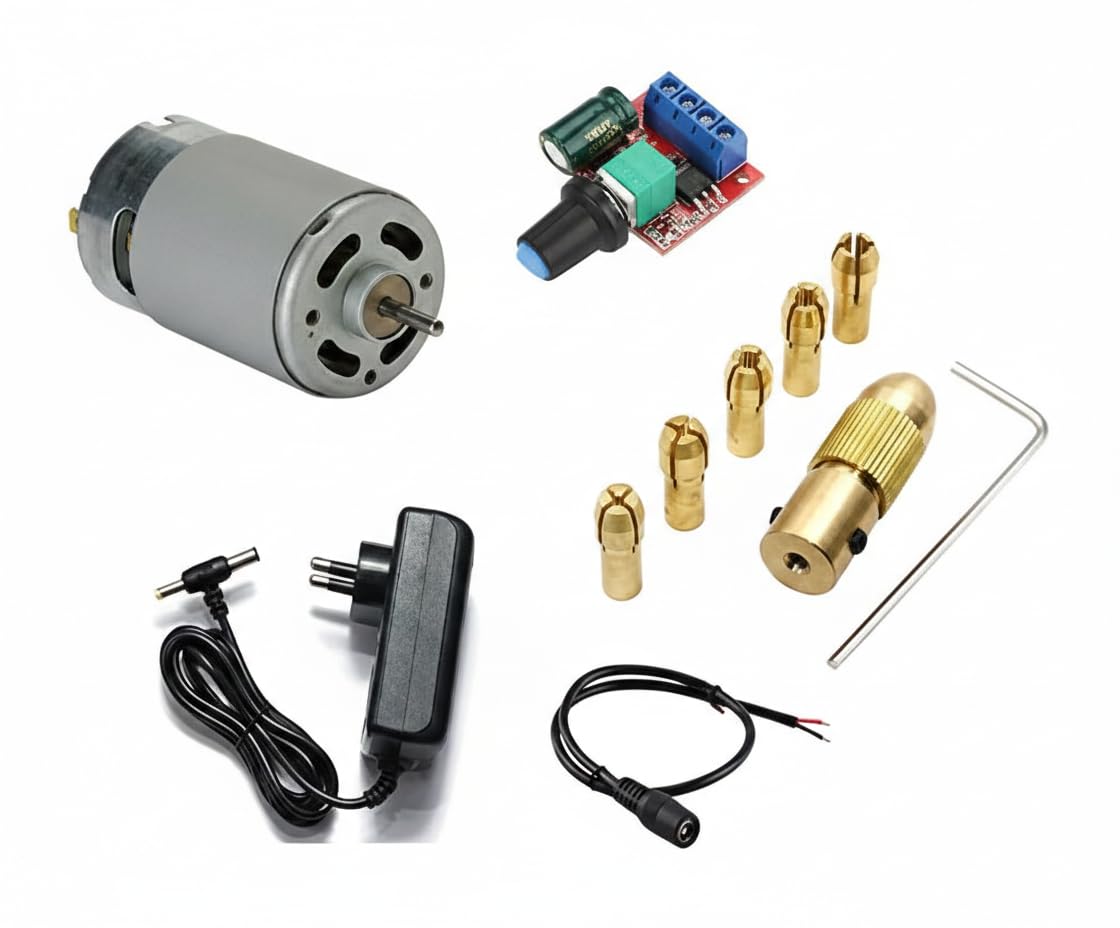 12v 555 DC Motor 12000rpm High Speed with Drill Chuck Kit for DIY Projects RS-555 Multipurpose Brushed Motor High RPM with 12v 2 Ampere Adapter and PWM Speed Controller-image-45