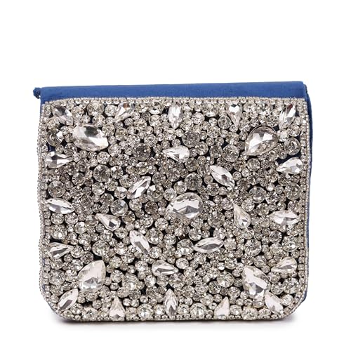 Image of THE TAN CLAN Kavya Beige Flap Over Bag Clutch Purses Luxury Evening Handbags with Handle