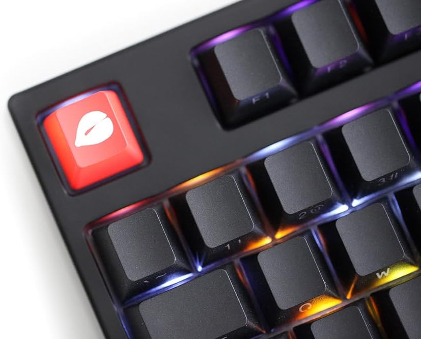Novelty Shine Through Keycaps ABS Etched Back lit Black red r1 ESC Electronic Wooden Fish Keycap Increase Merit Meme (WFish Red A Keycap x1) image 2