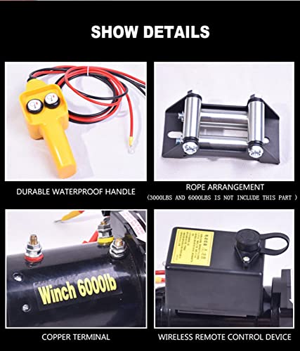 Image of 3000LBS / Electric Winch + 10M Synthetic Rope, Switch Control, for ATV SUV Boat Truck Trailer Recovery Off Road Winch (3000lb 10M Cable)