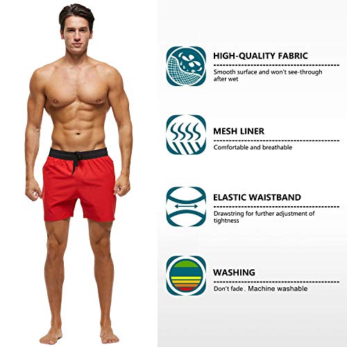 Image of Tyhengta Men's Swim Trunks Quick Dry Beach Shorts with Zipper Pockets and Mesh Lining