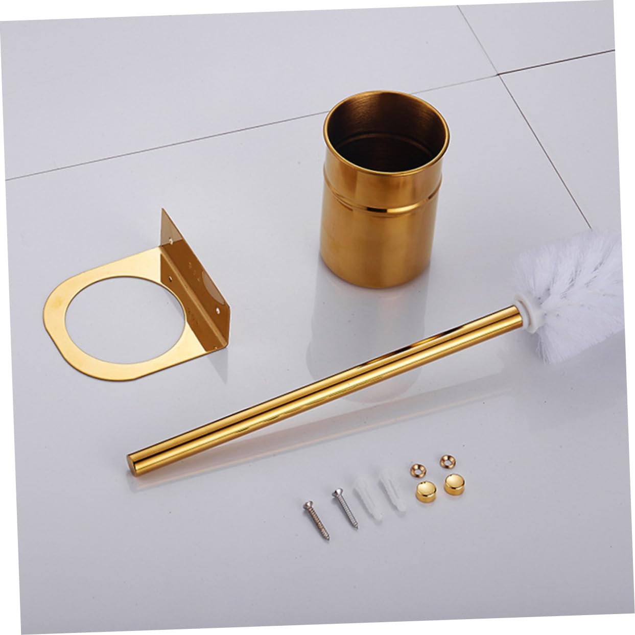 Cepillo de Baño Inoxidable con Soporte de Pared Dorado Escobilla para WC Resistente y Reutilizable para Limpieza Eficaz del Baño de Espacio y Diseño Moderno