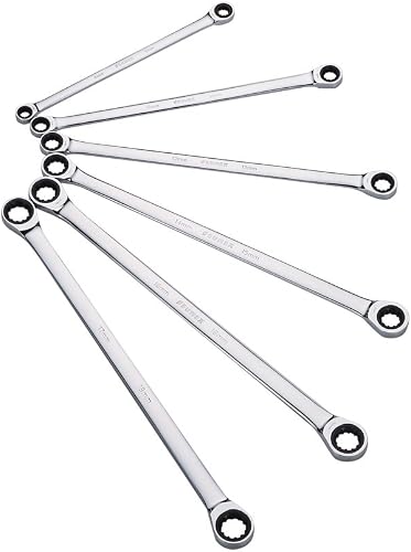 Sunex 9924M Metric Extra Long Double Box Ratcheting Wrench Set, 6-Piece