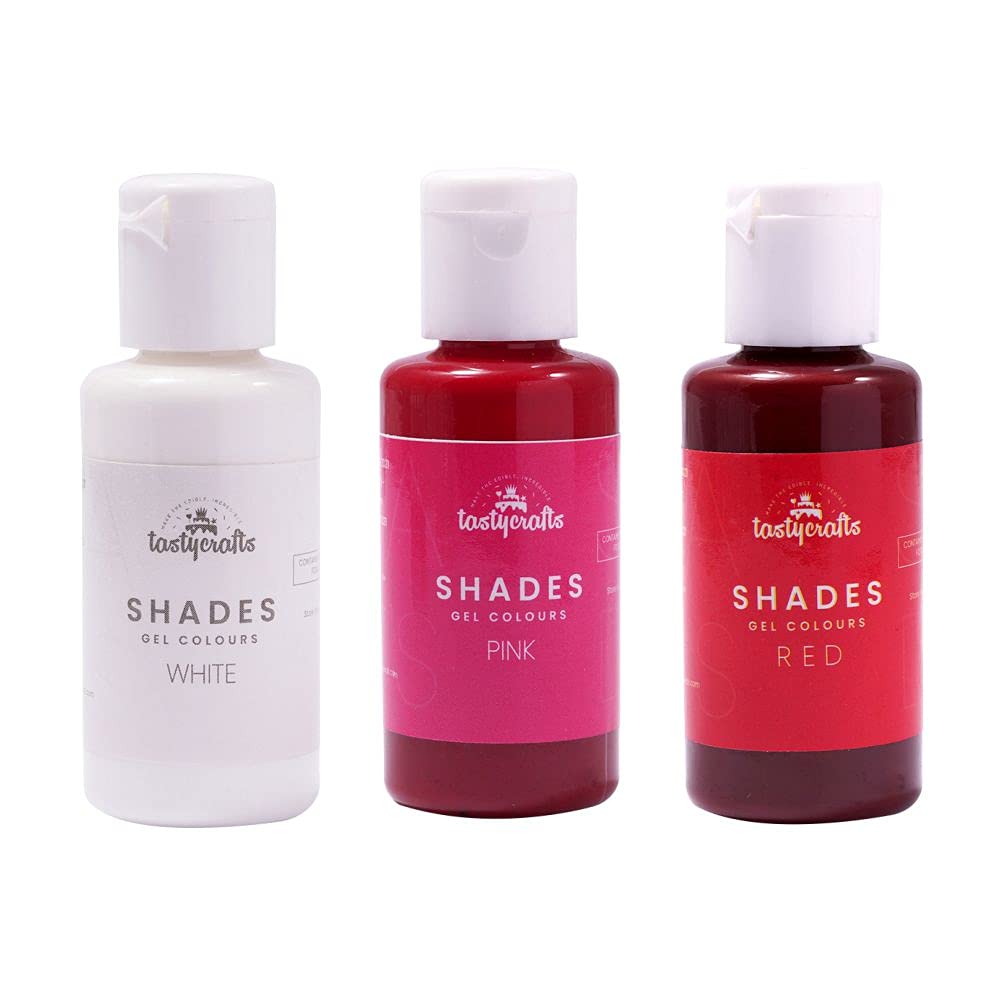 Tastycrafts Edible Concentrated Gel Colours for Cake Decorating, | Shades | Food Colouring for Icing, Cakes Decor, Baking, Fondant | Foods Dye Colour | Combo of White, Pink and Red - Pack of 3 (B094ZLJFRB) Amazon Price History, Amazon Price Tracker