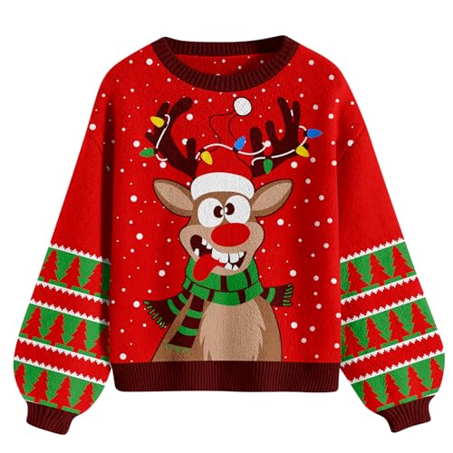 Loveternal Weihnachtspullover für Damen Hässliche süßes Rentier...