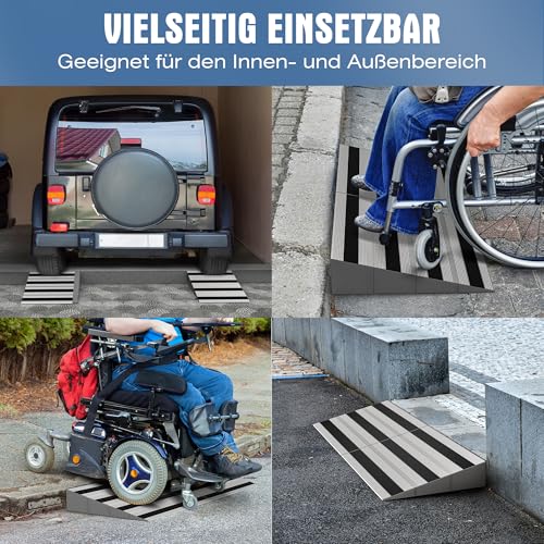 XARILK Modulare Aluminium-Türschwellenrampe, Rollstuhlrampe für Haustüren und Stufen, verstellbar und rutschfest, Bordsteinrampe für Rollstühle, Kinderwagen usw., Tragkraft 500 kg (10,2 cm Höhe)