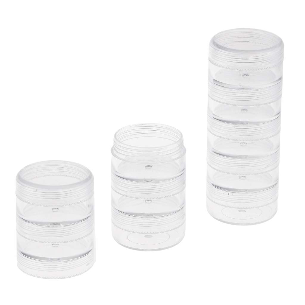 zalati Clear Containers 2set/ 10pcs Clear Storage Stackable Interlocking Case for Beads Crafts Findings Small Items Cosmetics Nail Arts - 10g/pcs
